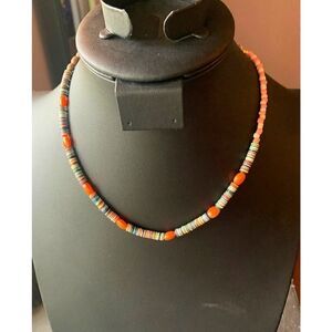 Vintage Colorful I+A Multicolor Beads and Discs Necklace, in Gold tone, Stamped